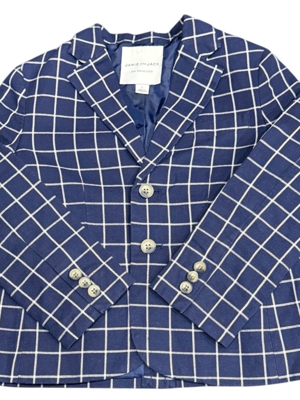 *** SOLD ***

Janie and Jack Navy Blazer with White Windowpane Check